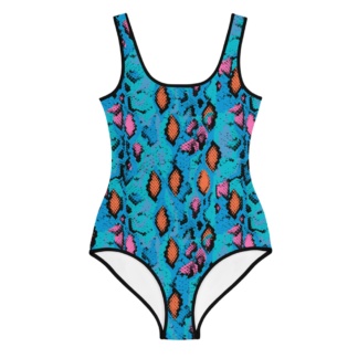 Blue Snakeskin Bathing Suit for teens / One Piece