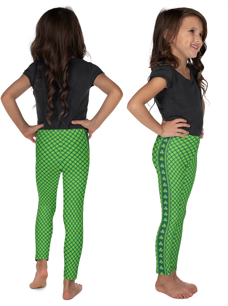 Green Plaid St Patrick's Day Leggings for Kids - Teeny Chimp Kids Fashion