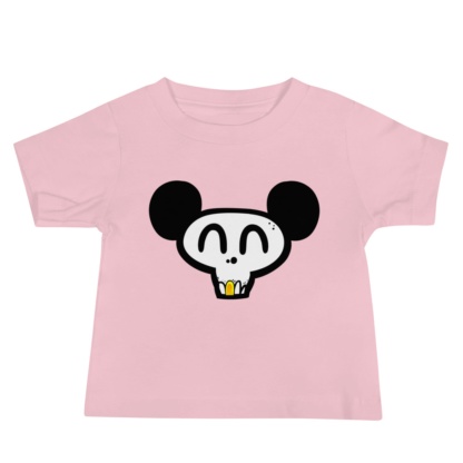 Skull face mickey mouse pink t-shirt for babies infants
