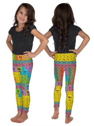 Periodic Table of Elements Chemicals Science Leggings for Kids