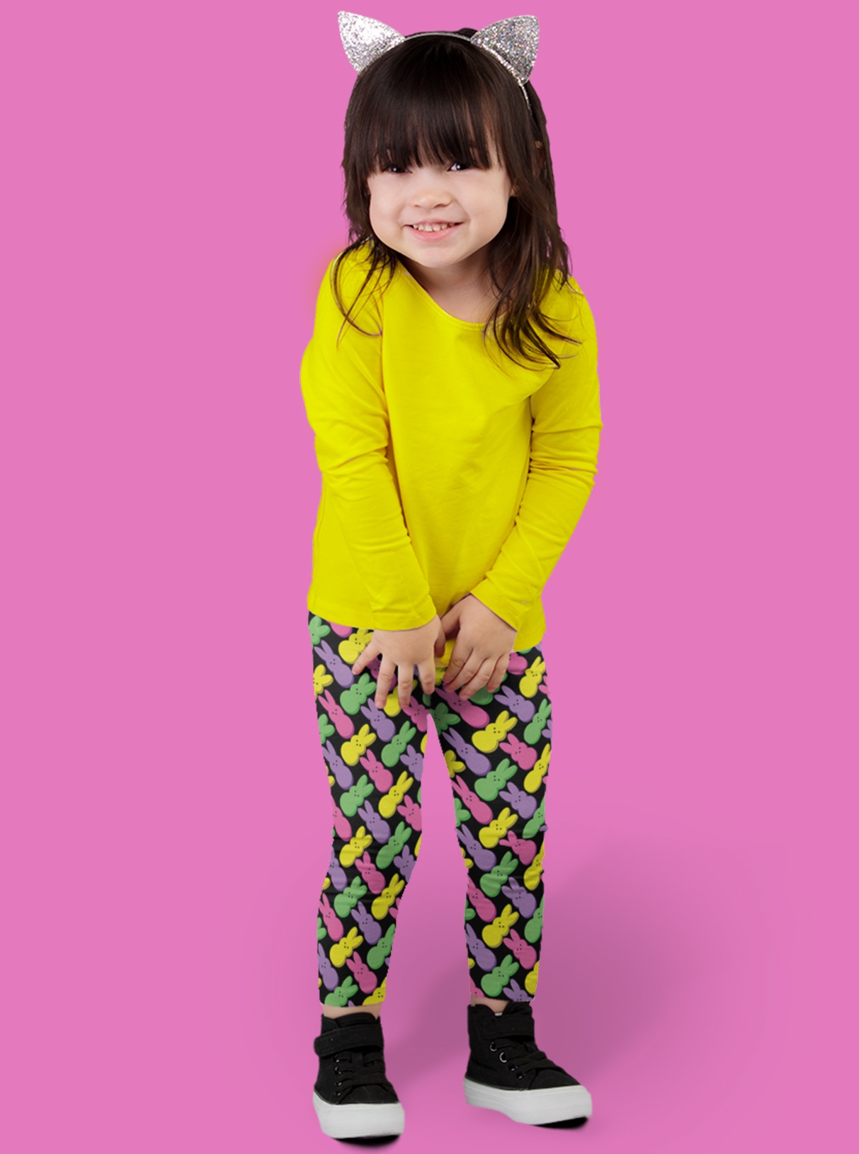 Bunny Easter Marshmallow Peeps Leggings for Kids - Teeny Chimp Kids Fashion