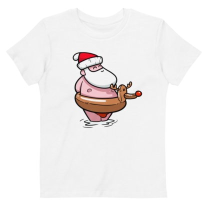 Summer Santa Christmas T-shirt For Kids / Short Sleeve Organic Bio