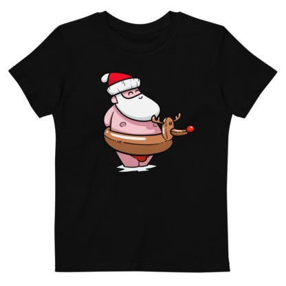Summer Santa Christmas T-shirt For Kids / Short Sleeve Organic Bio