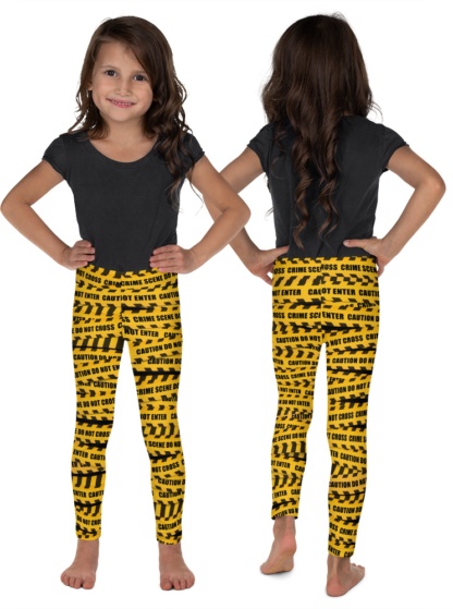 Crime scene keep out warning yellow childrensCaution Tape Leggings for Kids