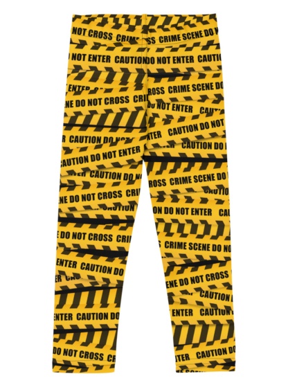 Crime scene keep out warning yellow childrensCaution Tape Leggings for Kids