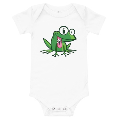 Hungry Green Frog Baby Onesie / Short Sleeve Froggy